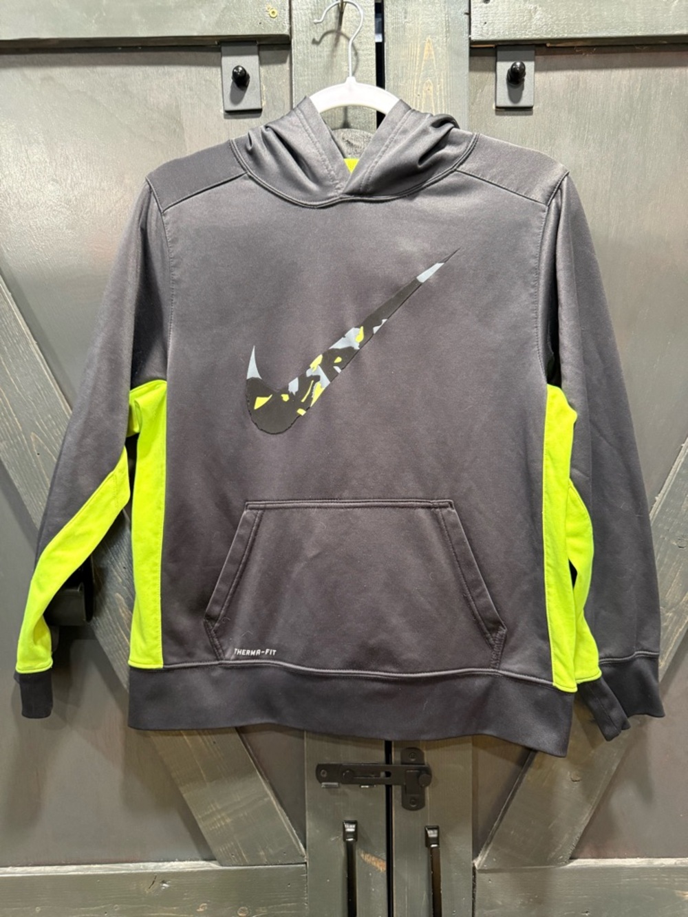 Nike Black Hoodie with Neon Yellow Panels